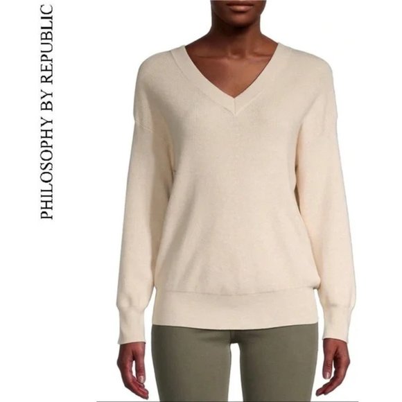 Philosophy Ribbed V-Neck Sweater S - Picture 1 of 7